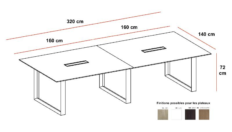 Grande table de réunion rectangulaire X7- Officity. - Blanc 9010, Blanc, 320_1