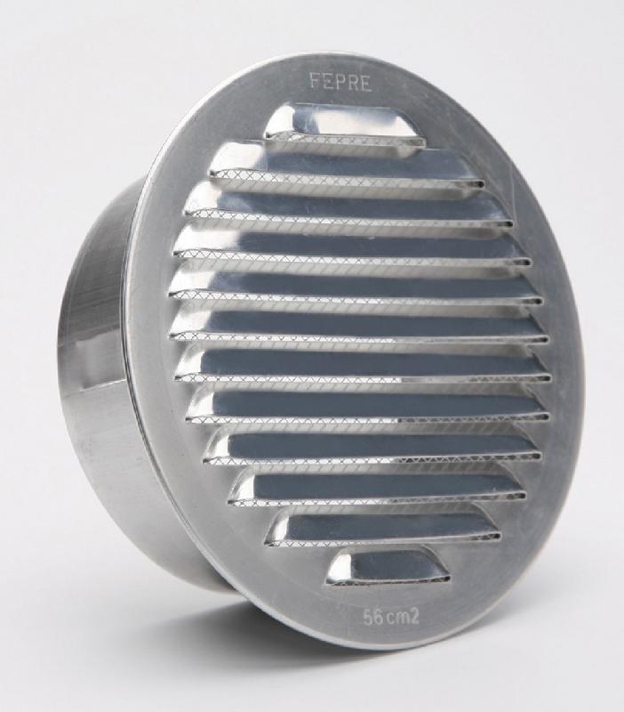 Grille d'aération en aluminium naturel - diamètre 11 cm - pour intérieur et extérieur - moustiquaire intégrée_1