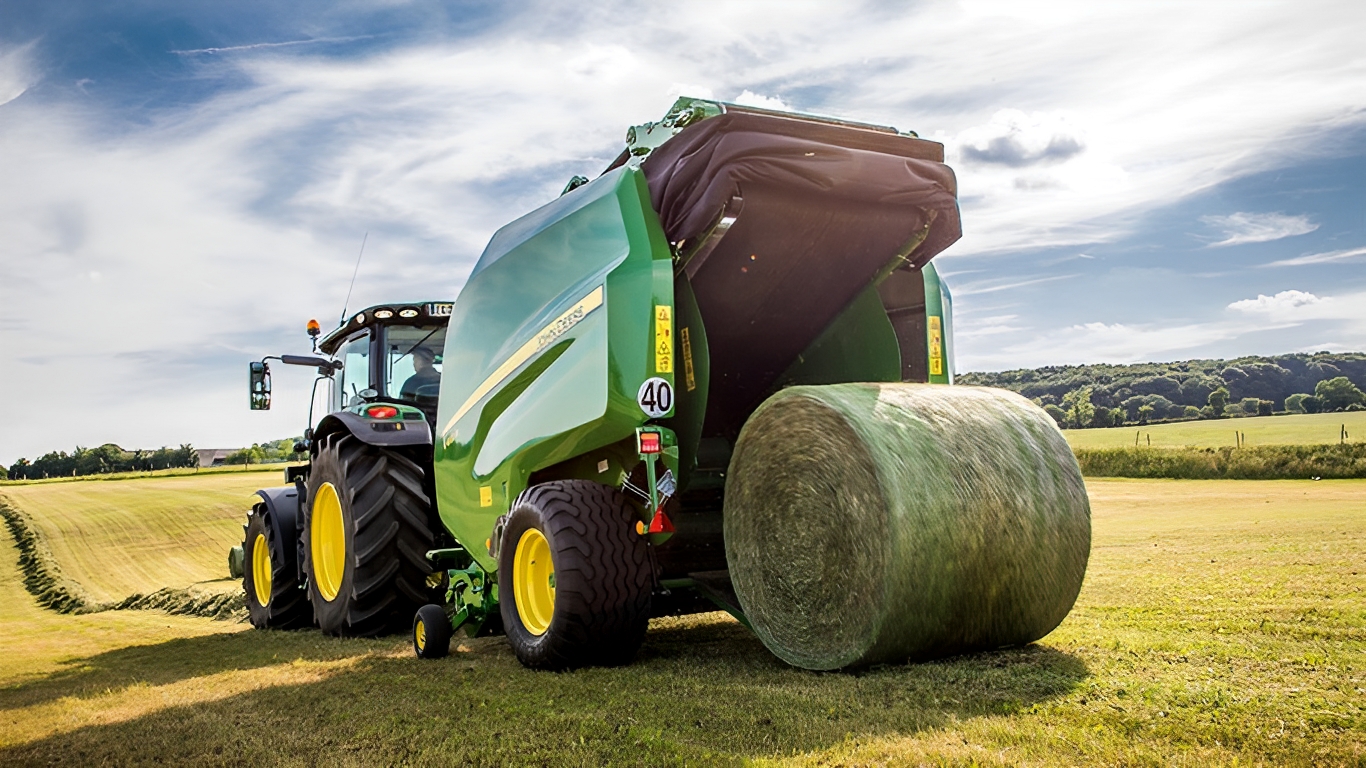 Machine agricole John Deere pour balles de diamètre ajustable