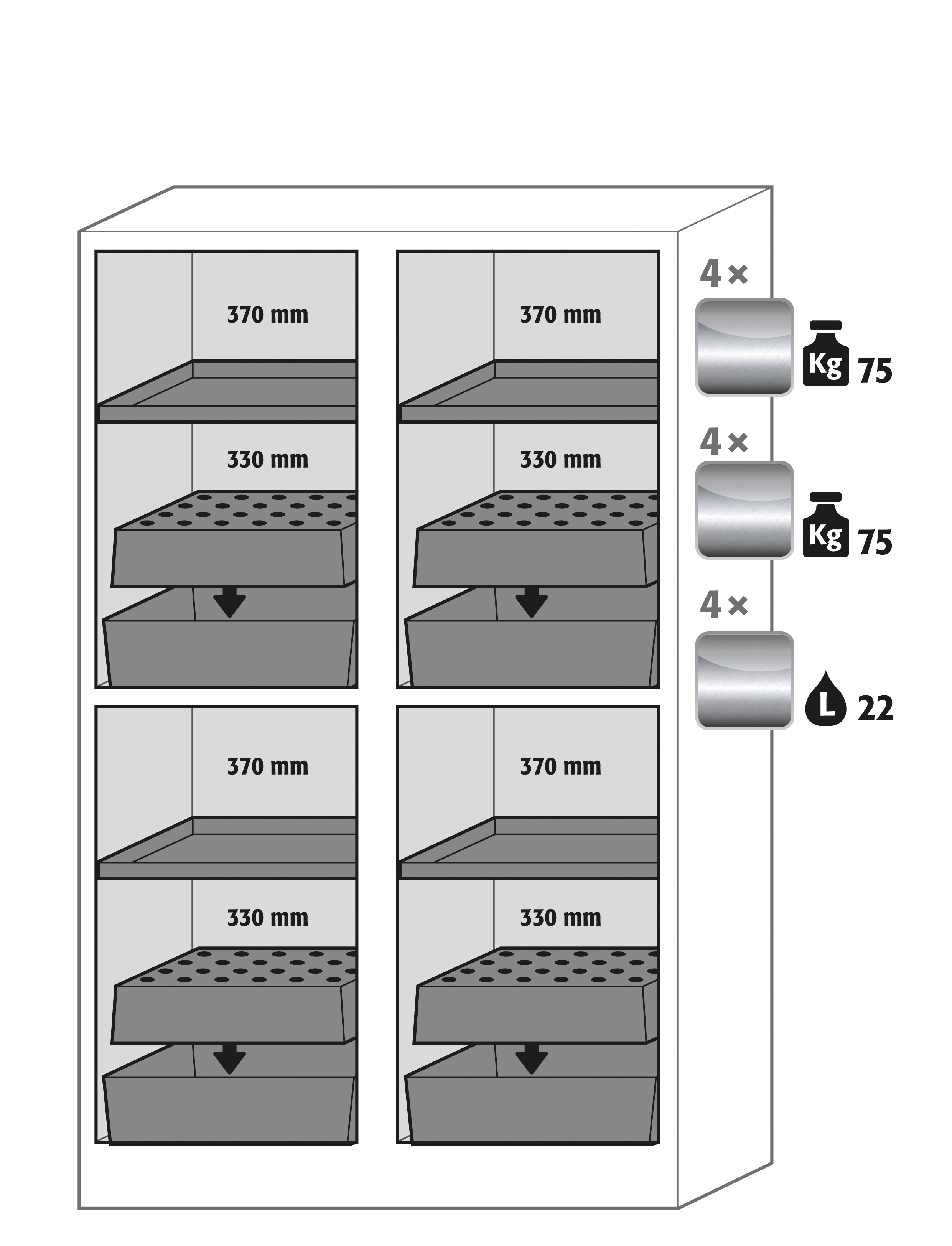 Armoire de sécurité Q-CLASSIC-90 modèle Q90.195.120.MM - Réf 34192-049-34207 - Type 90 avec paroi médiane et portes battantes_1