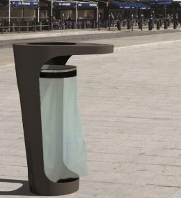 Corbeille de mobilier urbain Mars - 450x900x620 mm - Avec anneau porte-sac et éteignoir à cigarettes_1