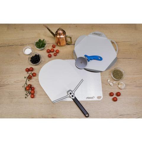 Kit pizza complet - Pelle, plateau et roulette - Gamme Amica | GI.METAL_1