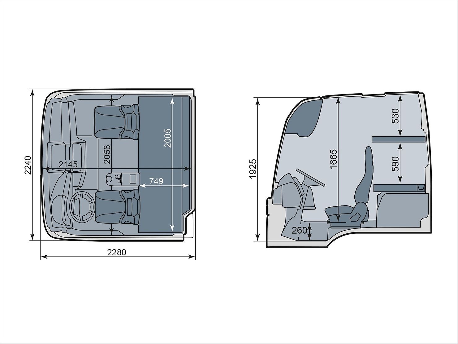 Lx - cabine de camion - man - hauteur 1,925 m_1