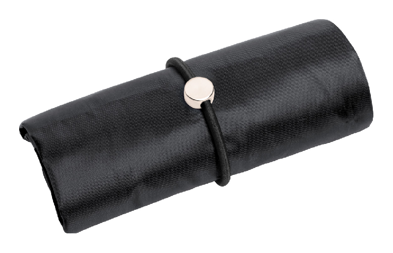 Sac shopping pliable - bracelet en caoutchouc - polyester 190D - noir - 22g_1