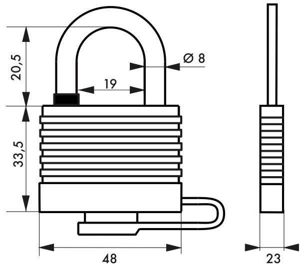 Cadenas à clé Sea Line 40 mm rouge - Corps laiton gainé PVC - Anse inox gainé PVC - Double verrouillage_1