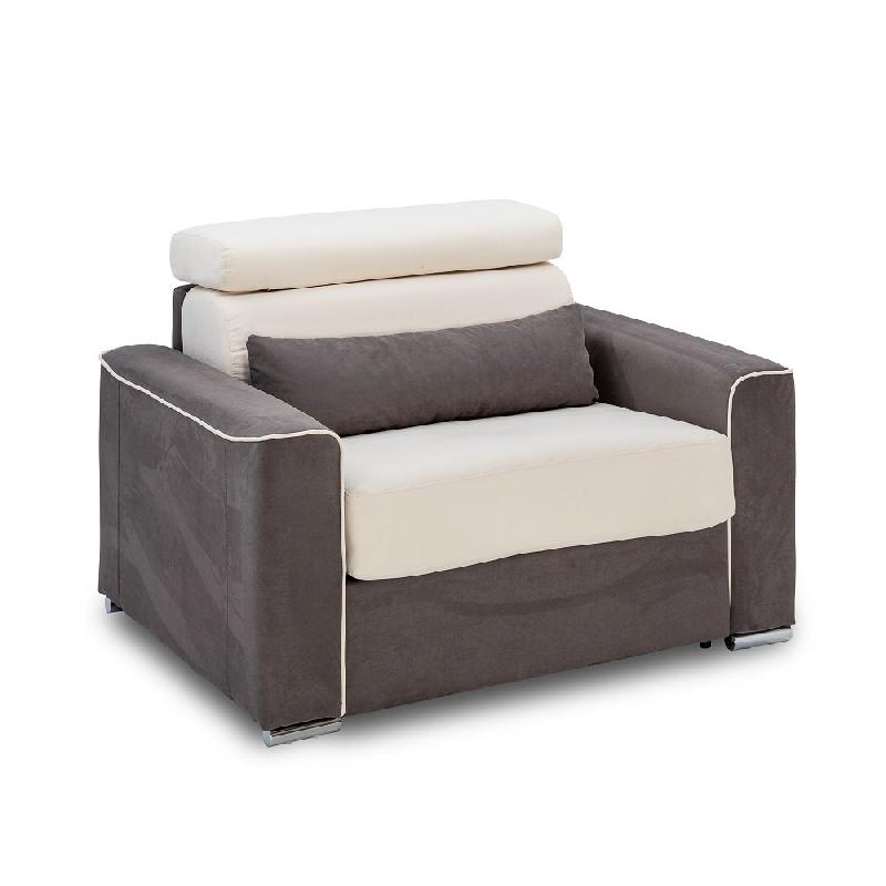 Fauteuil design convertible CANBERRA - Ouverture express - Matelas 16 cm - Bicolore ivoire et gris anthracite - Fabrication italienne_1