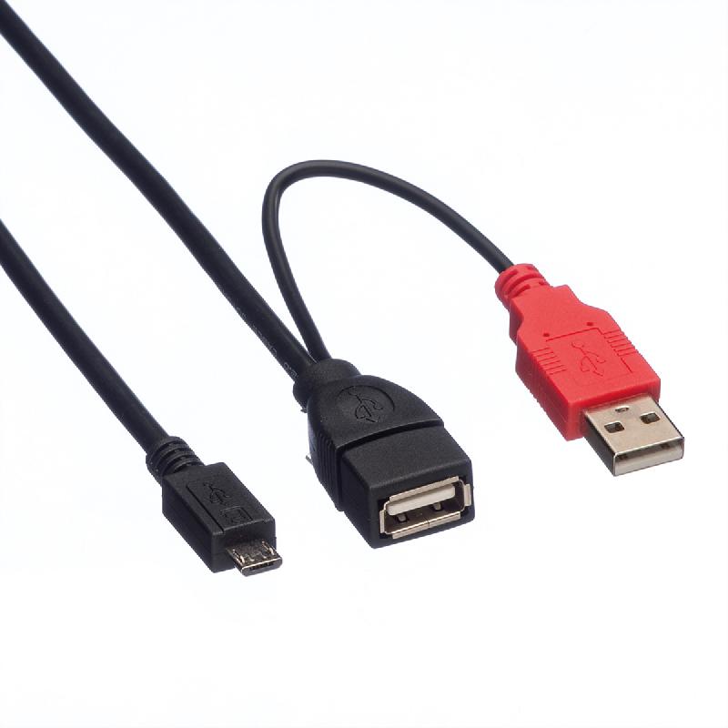 Roline câble usb 2.0 en y, 2x type a (m/f) - micro b m, 1 m_1