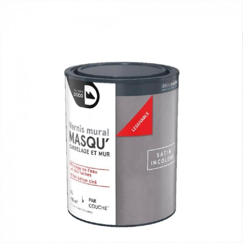 Vernis transparent satinée 1 l - protection enduit décoratif Masqu'carrelage MAISON DECO_1