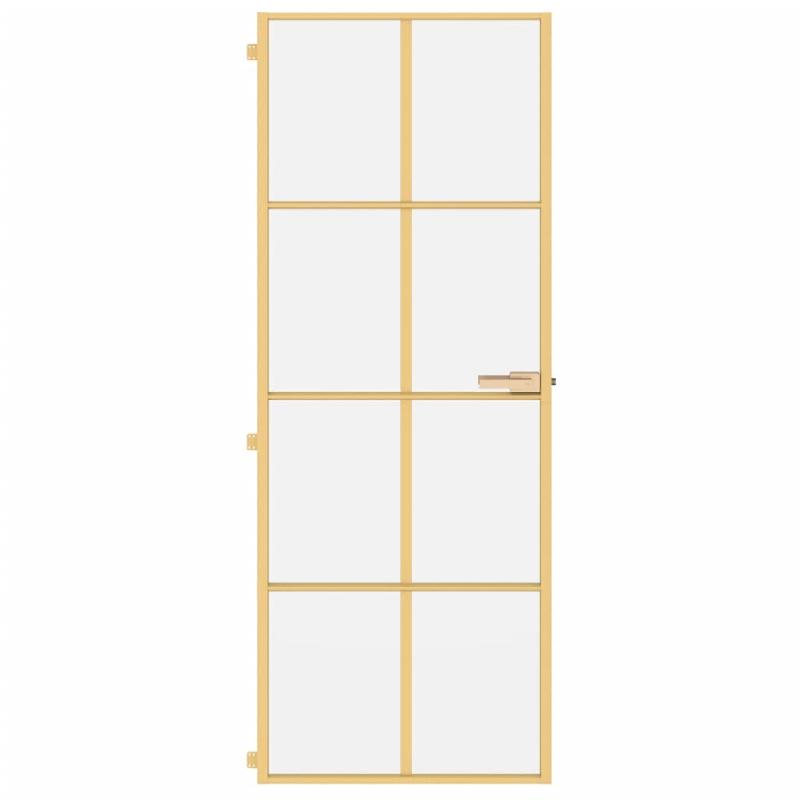 Vidaxl porte intérieure mince doré 76x201,5 cm verre trempé aluminium 155140_1