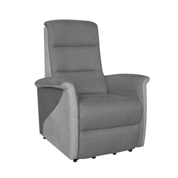 FAUTEUIL RELAX RELEVEUR ÉLECTRIQUE PERSAN TISSU GRIS FONCÉ / GRIS CLAIR_1