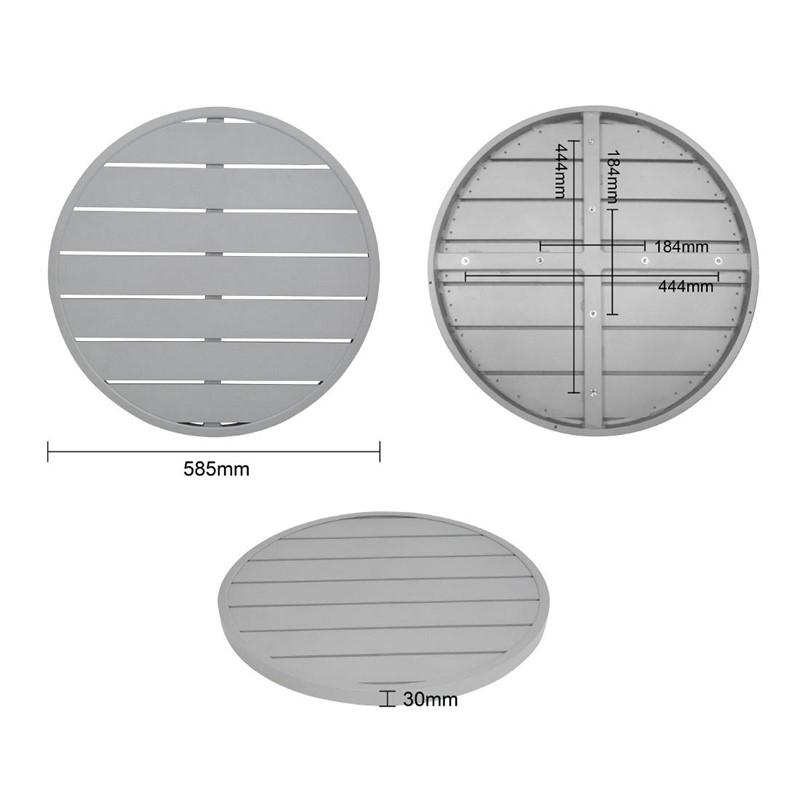 Plateau de table rond en aluminium gris clair 580 mm | Bolero - FX038_1
