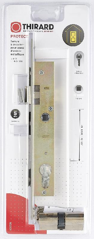 Serrure encastrée THIRARD - à cylindre, axe 16.5 mm, pour menuiserie métallique, avec cylindre nickelé 30x30 mm et 3 clés_1