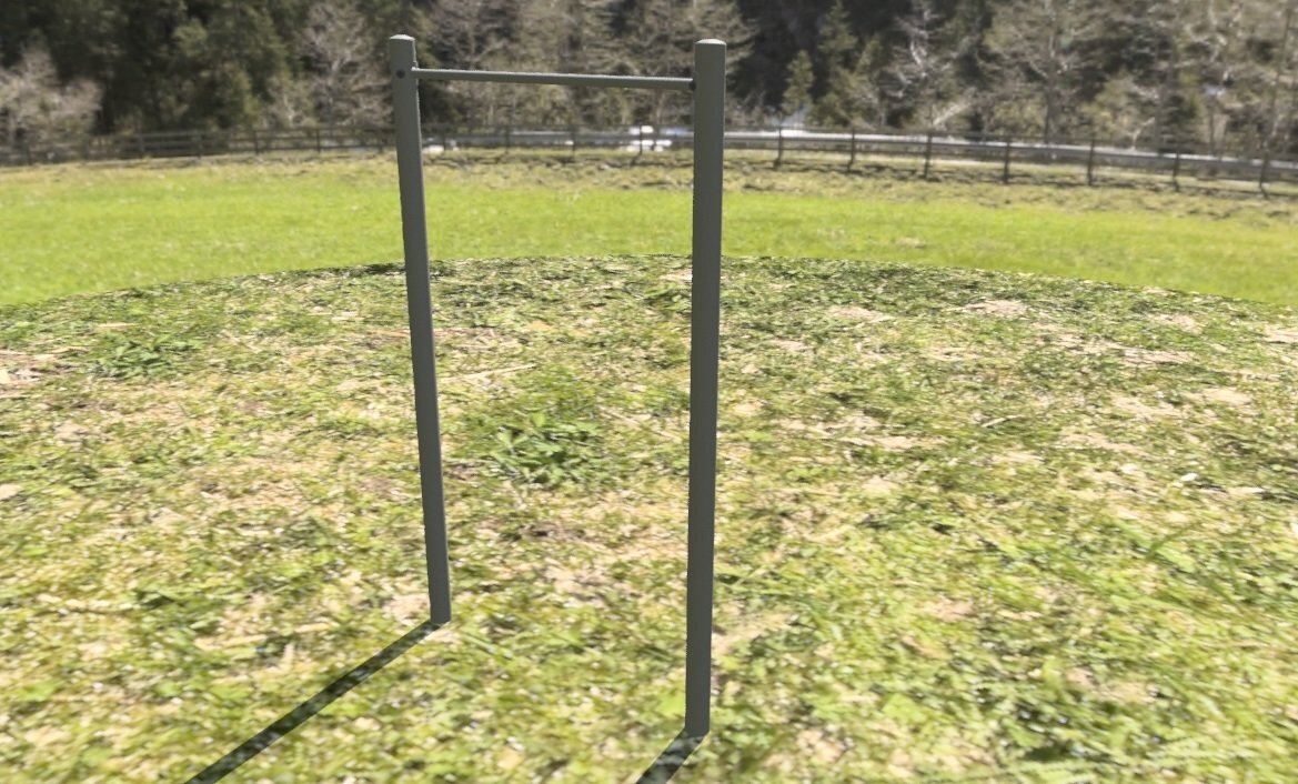 Station barre fixe simple - Poteaux ronds en acier inoxydable - Référence BFSR - Hauteur standard 2m20_1