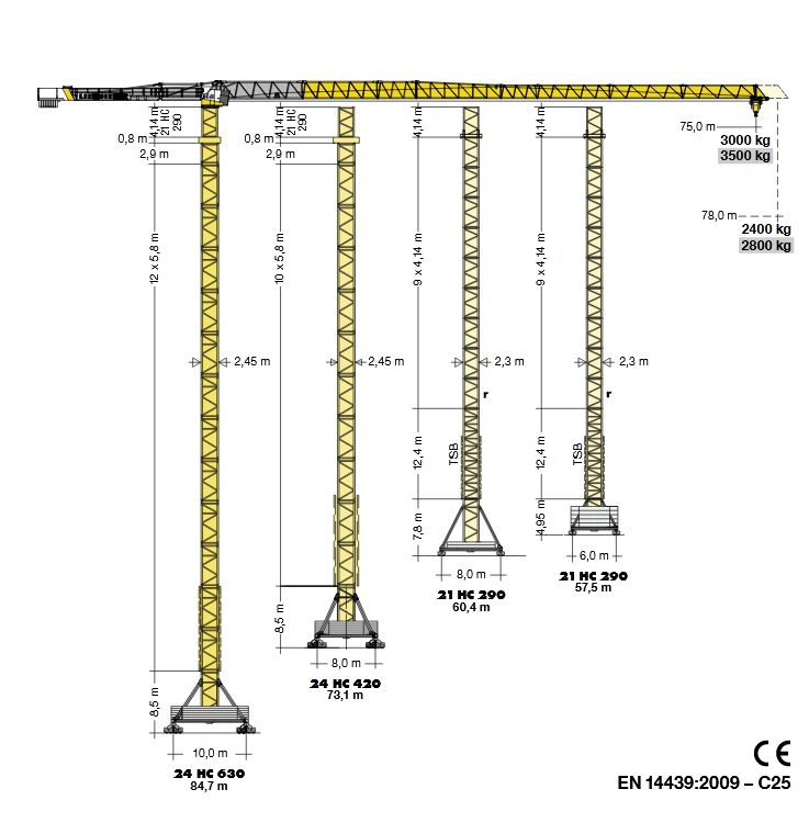 370 ec-b 12 fibre flat-top grue à tour - liebherr - hauteur max. Sous crochet 	91,70 m - capacité de levage max. 12 000 kg_1