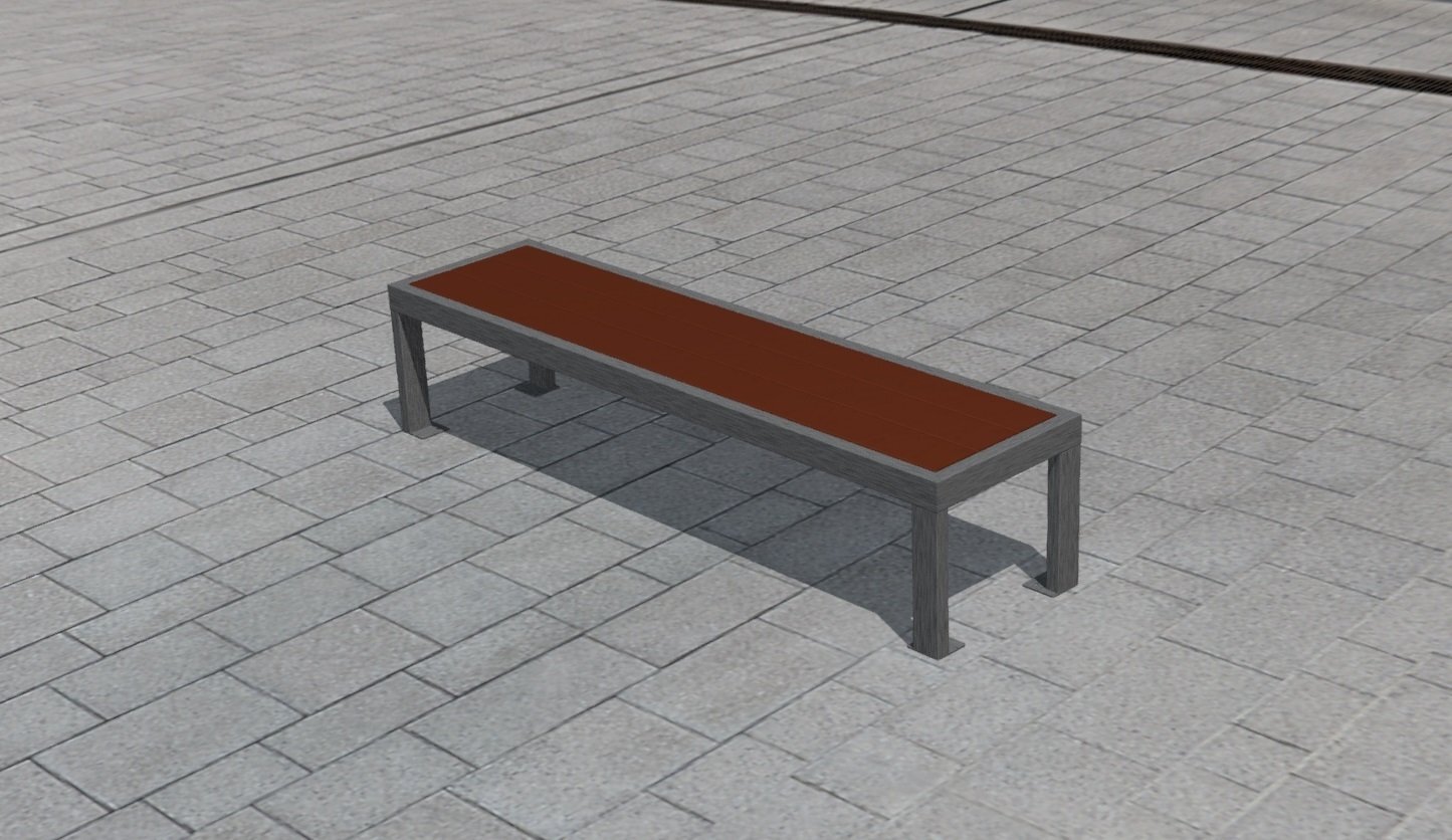 Banc haute qualité en acier inoxydable et bois exotique - 2m standard - Référence MUB14_1