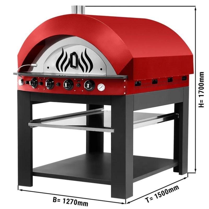 Four à pizza à gaz rouge sur support  - 9 pizzas Ø 25 cm | Ggm_1