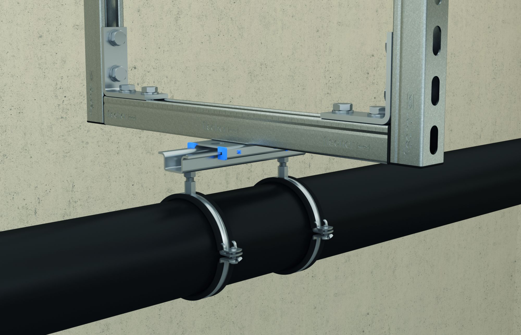 Collier de fixation isophonique série lourde FRSM - inch - Fischer - double filetage en acier galvanisé_1