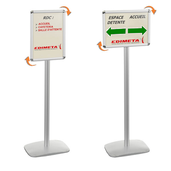Porte-messages A3 simple-face, portrait ou paysage pied 158 cm Réf : 214060_0