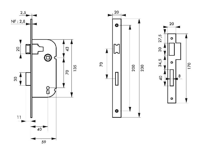 Serrure à encastrer pour porte intérieure - Pêne dormant - Réversible - THIRARD - Réf. 00051195_1
