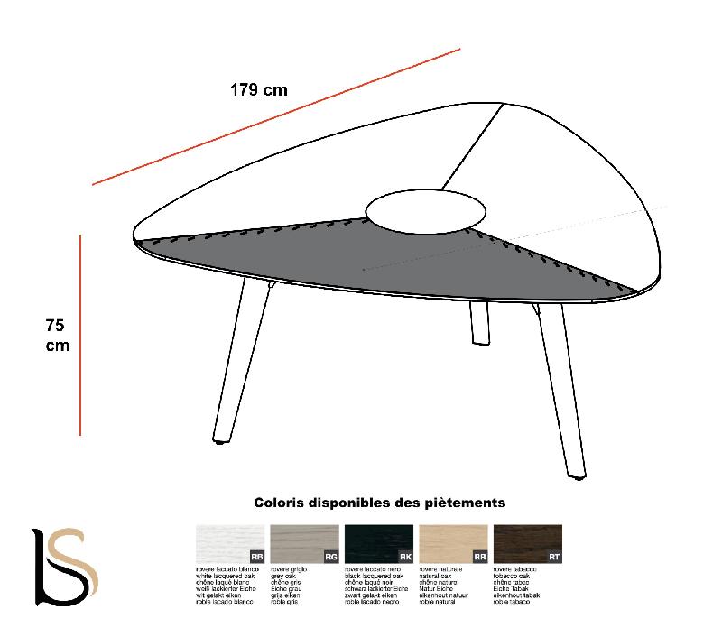 Table de réunion triangulaire Rail avec cuir- Bralco - Non, Chêne gris_1
