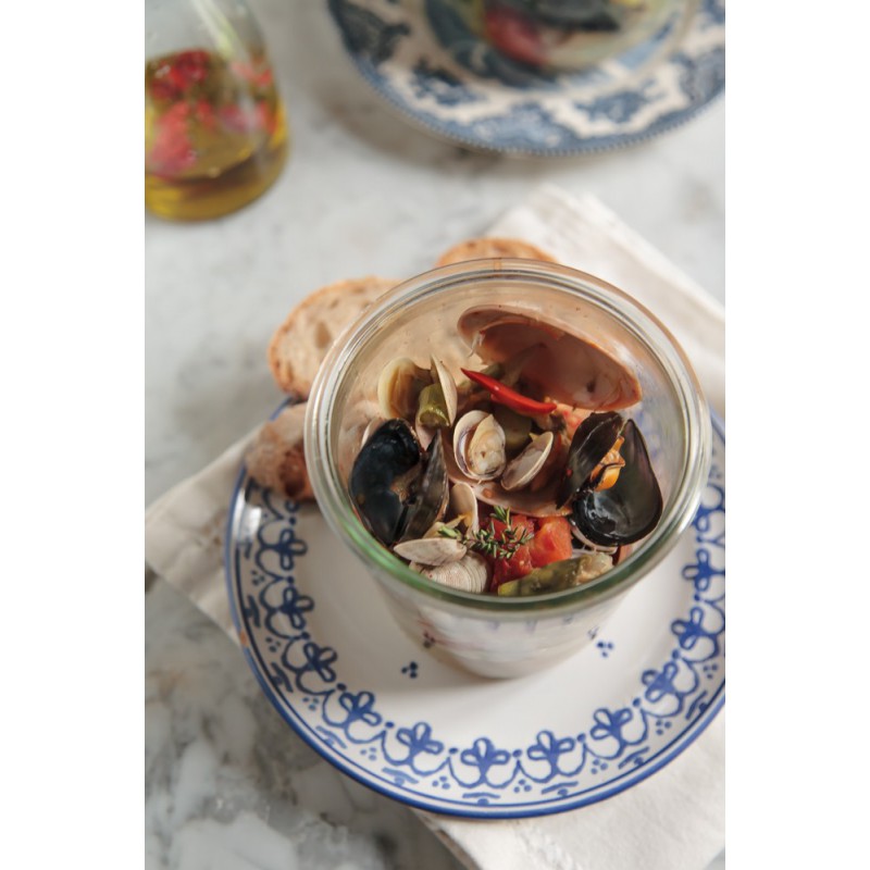 Bocaux en verre droits avec couvercles et joints 580 ml