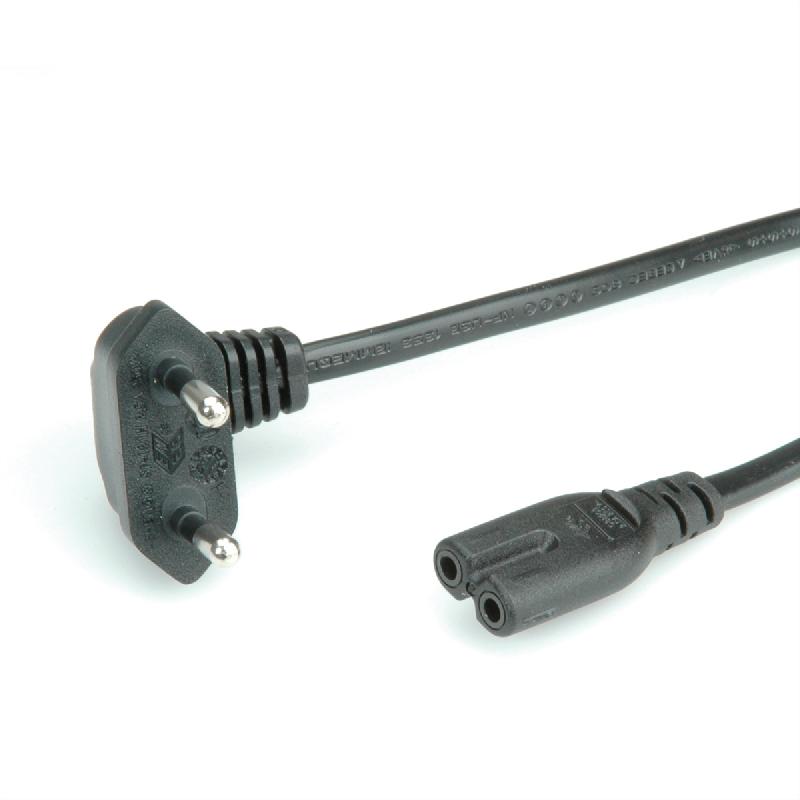 ROLINE Cordon secteur bipolaire, coudé, noir, 1,8 m_1