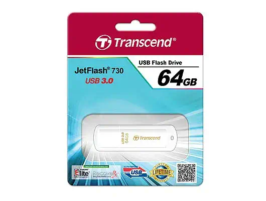 Transcend JetFlash 730 64GB USB 3.0 lecteur USB flash 64 Go USB Type-A 3.2 Gen 1 (3.1 Gen 1) Blanc_1