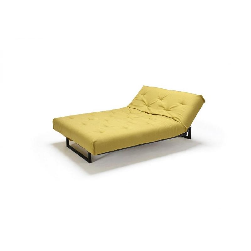 Canapé clic-clac convertible Innovation Living Fraction - Lit 140x200 cm - Capitonné tissu Soft Mustard Flower_1