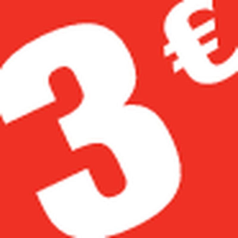 Sticker carré 3€ 3.3x3.3cm rouge/blanc - par 500_1