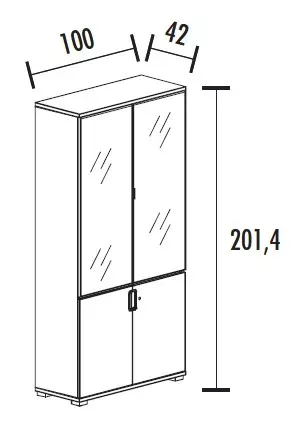 Arm. 2 ptes. Verre 2 étag. + 2 ptes. Bois 1 étag. (L : 100 cm x P : 42 cm x H : 201,40 cm) So Laroya_1