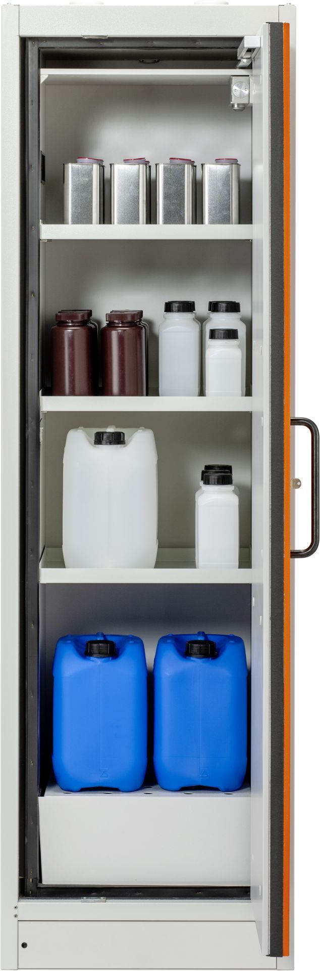 Armoire anti-feu CEMO - PROline F90 6/20 - 1 porte droite avec bac de rétention - Réf 11916_1