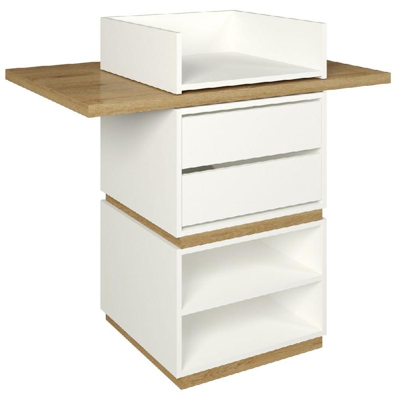 Comptoir L60xP60xH114cm blanc super mat + plateau bois L120xP80cm Ep.38mm_1