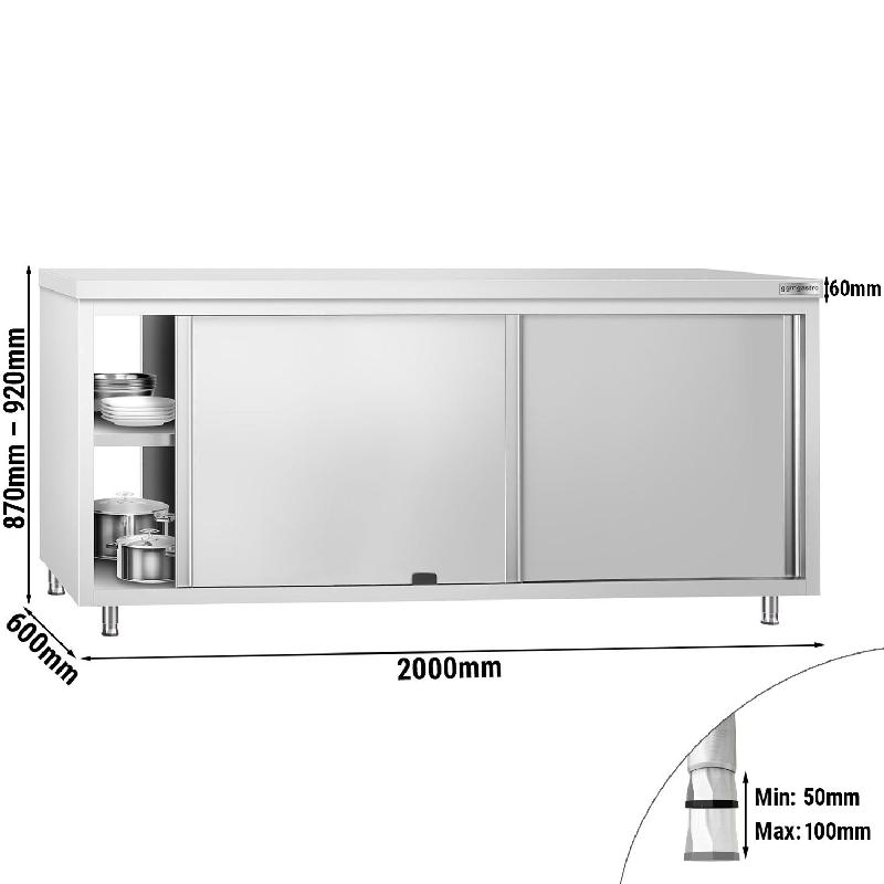 Meuble bas inox central traversant passe-plat P 600 mm -_1