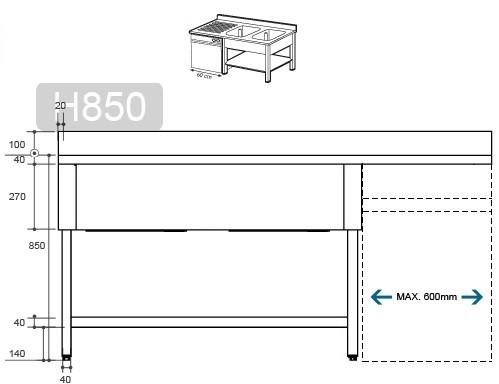Plonge avec passage lave-vaisselle 1m80_1