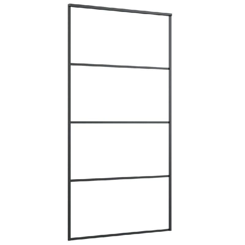 Vidaxl porte coulissante aluminium et verre esg 102,5x205 cm noir 149481_1