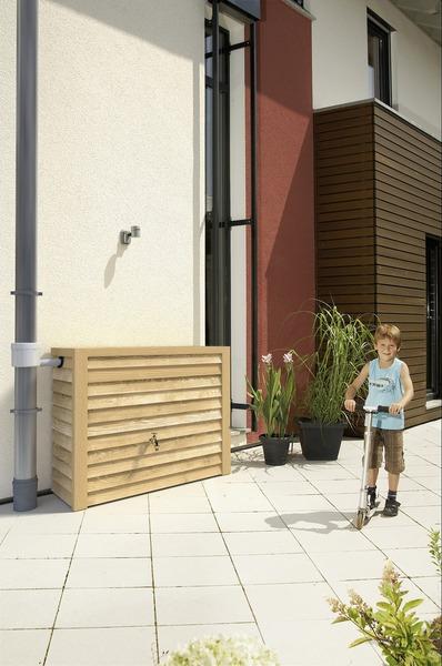 Cuve décorative Woody - 350 L - Bois clair - Récupérateur d'eau de pluie_1
