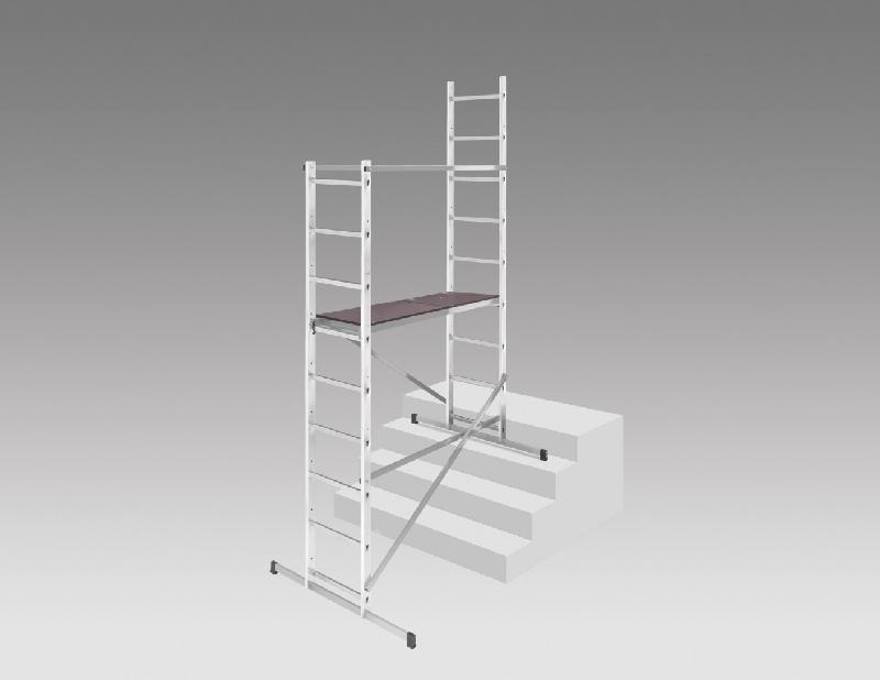 Échafaudage aluminium HobbyStep H4 HAILO - hauteur de travail 4 m - léger, mobile, montage rapide, norme E85-200_1