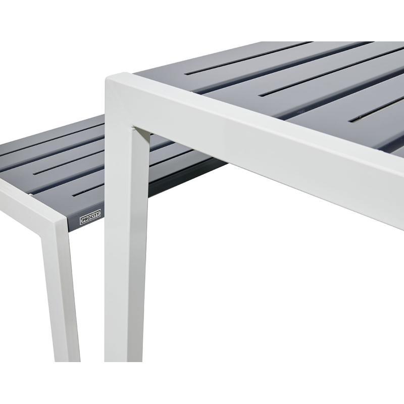 Table de pique-nique Silaos® en acier - Ref : 209653.Gpro - Ensemble avec table et deux banquettes_1
