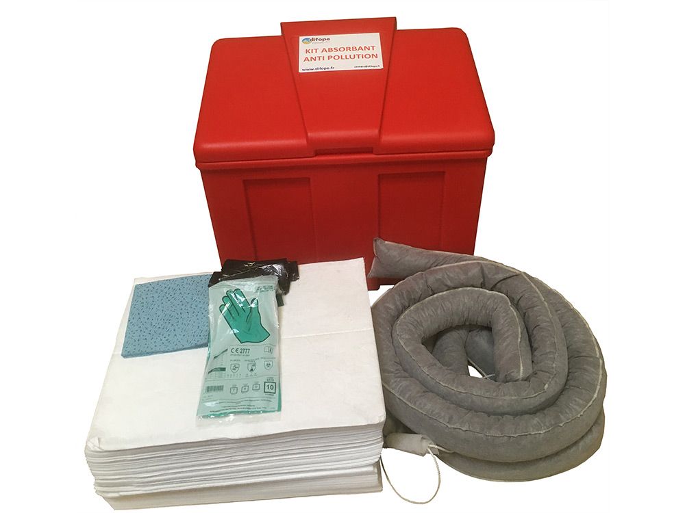 Kit absorbant anti-pollution pour liquides polluants - hydrocarbures, produits chimiques, tous liquides - capacités 10 à 1000 litres_1