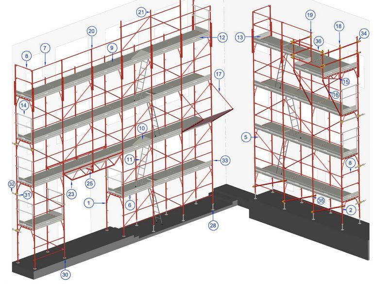 Échafaudage à pivots - cadres préfabriqués - charge maxi. 30kN/m2 - GBM_1