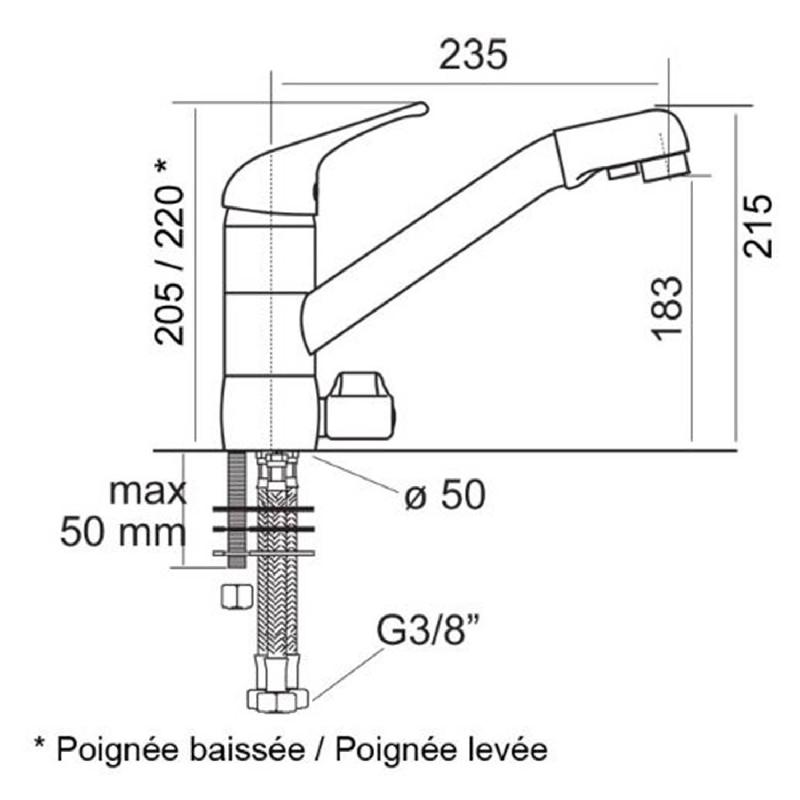 Robinet de cuisine mitigeur 3 voies dauphin blanc_1