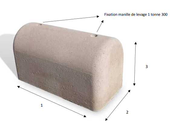 Borne anti-intrusion - Bloc borne 680kg - L1,08m x l 0,52m x Ht 0,60 m - REF2230680_1