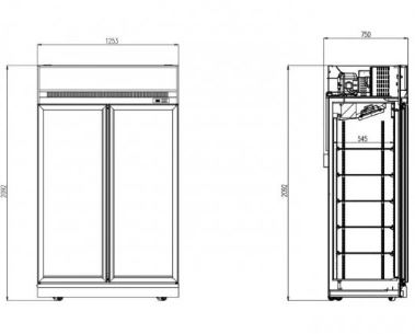 Réfrigérateur vitré 2 portes - Combisteel - Réf 7455.2405 - Capacité 1000 L - Noir - Plage de température 0/+10°C_1