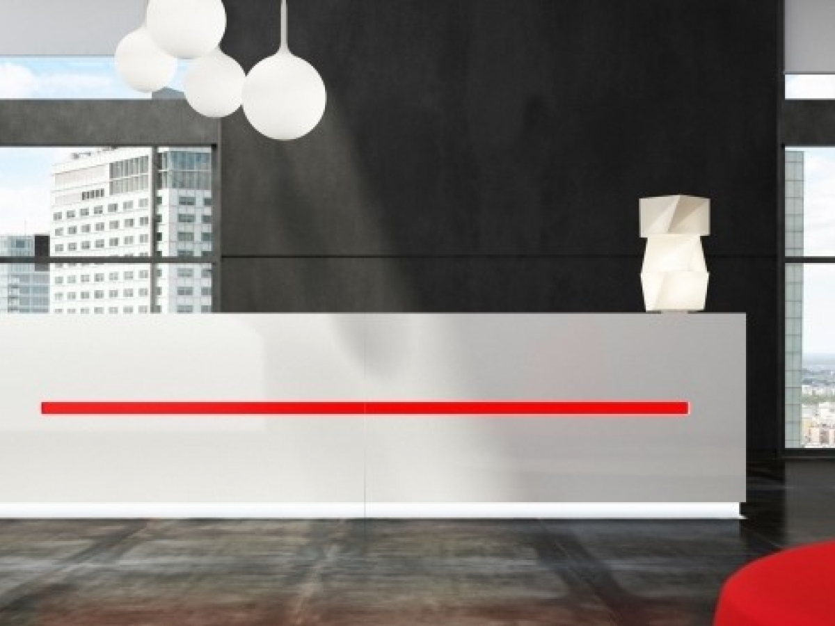Banque d'accueil lumineuse droite SALVE - Design contemporain avec éclairage LED et finition bois laqué_1