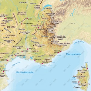 Carte de France physique - relief, hydrographie et éléments géographiques - poster plastifié A0_1