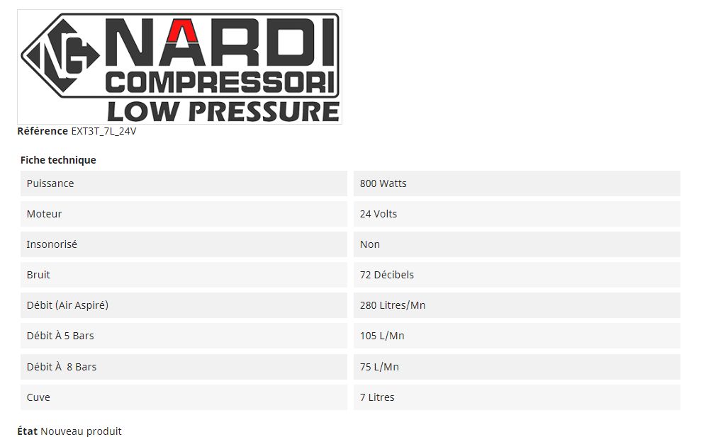 Compresseur Extrême 3 24V - bicylindre compact 280L/mn - cuve 7L - Nardi Compressori France_1