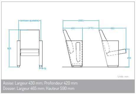 Fauteuil moderne, sophistiqué pour auditorium - Revêtement en simili cuir / cuir - sarl clp vibrato_1