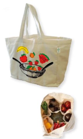 Sac réutilisable en coton biologique naturel 200 g/m² - 6 poches intérieures - 35H x 40L x 20P cm_1