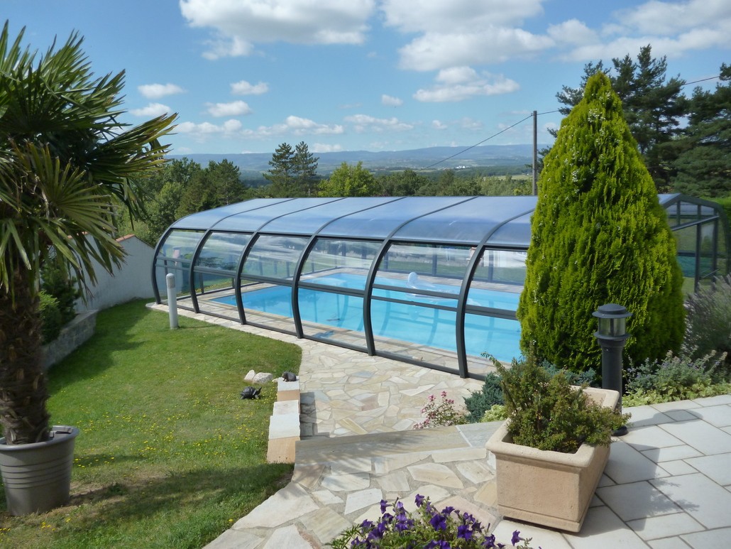 Abri piscine haut - fixe - en polycarbonate - structure fixée au sol / Hera_2
