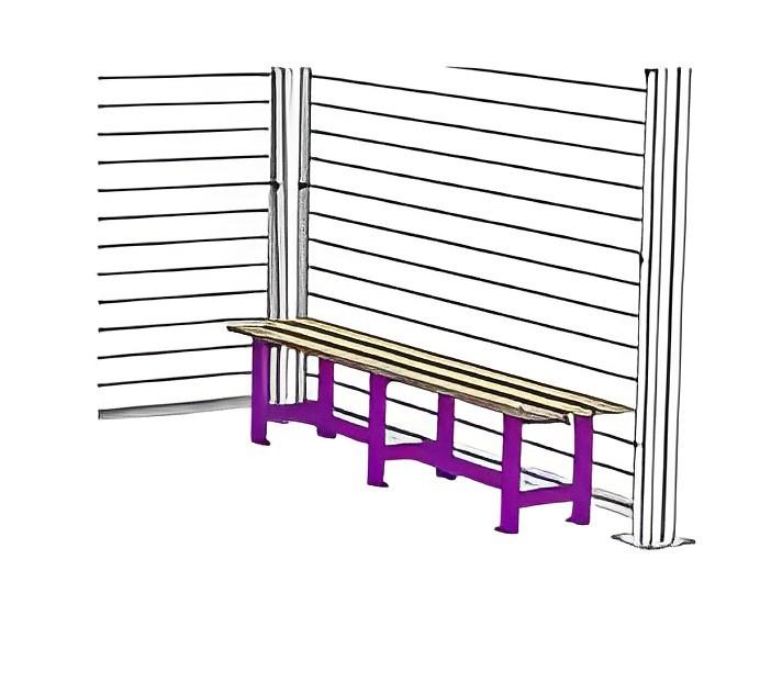 Banc pour abris bus en aluminium et bois - 2000mm x 380mm x H 420mm - Fabrication Française_1